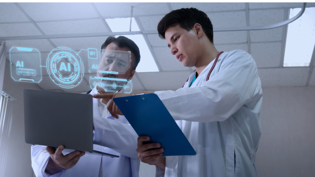 a split screen showing graduates holding degrees on one side and professionals working on laptops with technical tools on the other. (10)