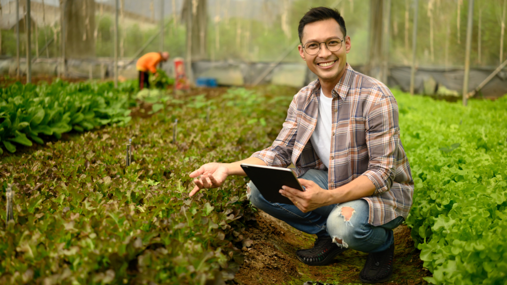 Agri Business Opportunities in 2026: The Growing Future of Agricultural Entrepreneurship a split screen showing graduates holding degrees on one side and professionals working on laptops with technical tools on the other. (23)